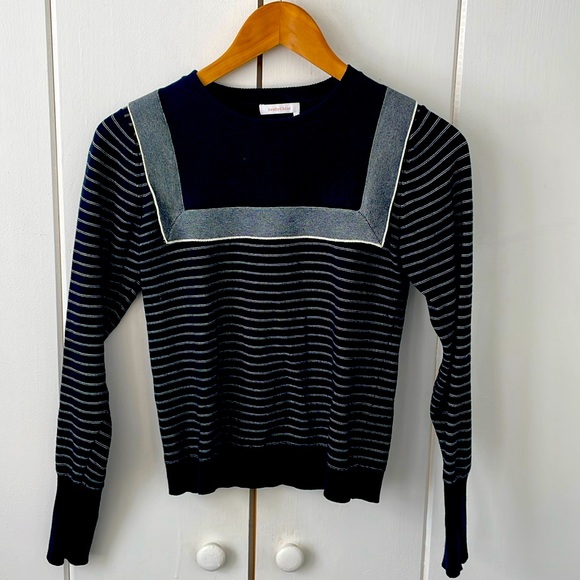 See by Chloe navy and white sailor sweater size XS - Picture 2 of 8